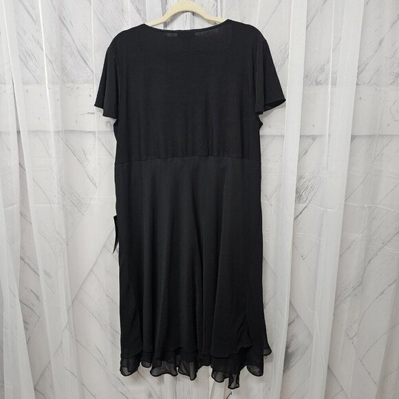 NWT Studio 1940 Black Chiffon Flowy Evening Retro Dress Size 22W - Picture 6 of 11